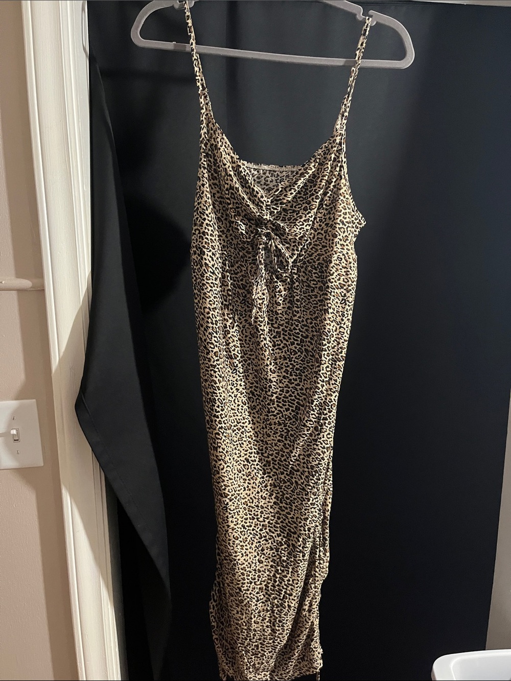 SHEIN Leopard Print Midi Slip Dress - Beige & Black